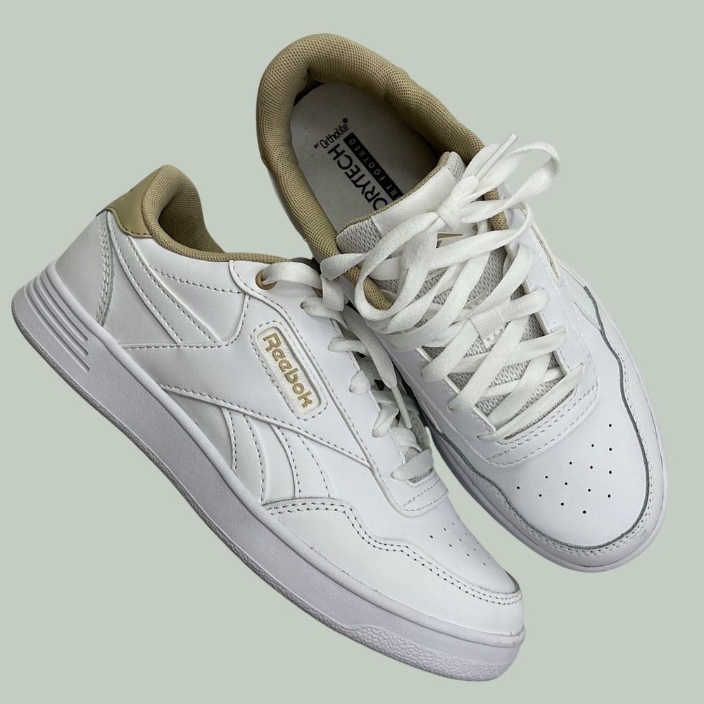 Reebok Court Advance Sneakers Womens 4.5 White Tan Low Top Shoes 100074280